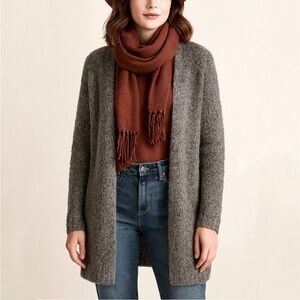 Peruvian Connection Alpaca Gray Open Cardigan Size Small Oversized